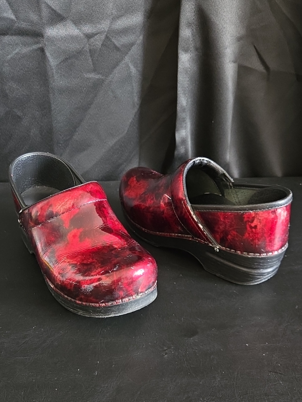 Dansko Women’s Red Patent Leather Clogs with Black Sole